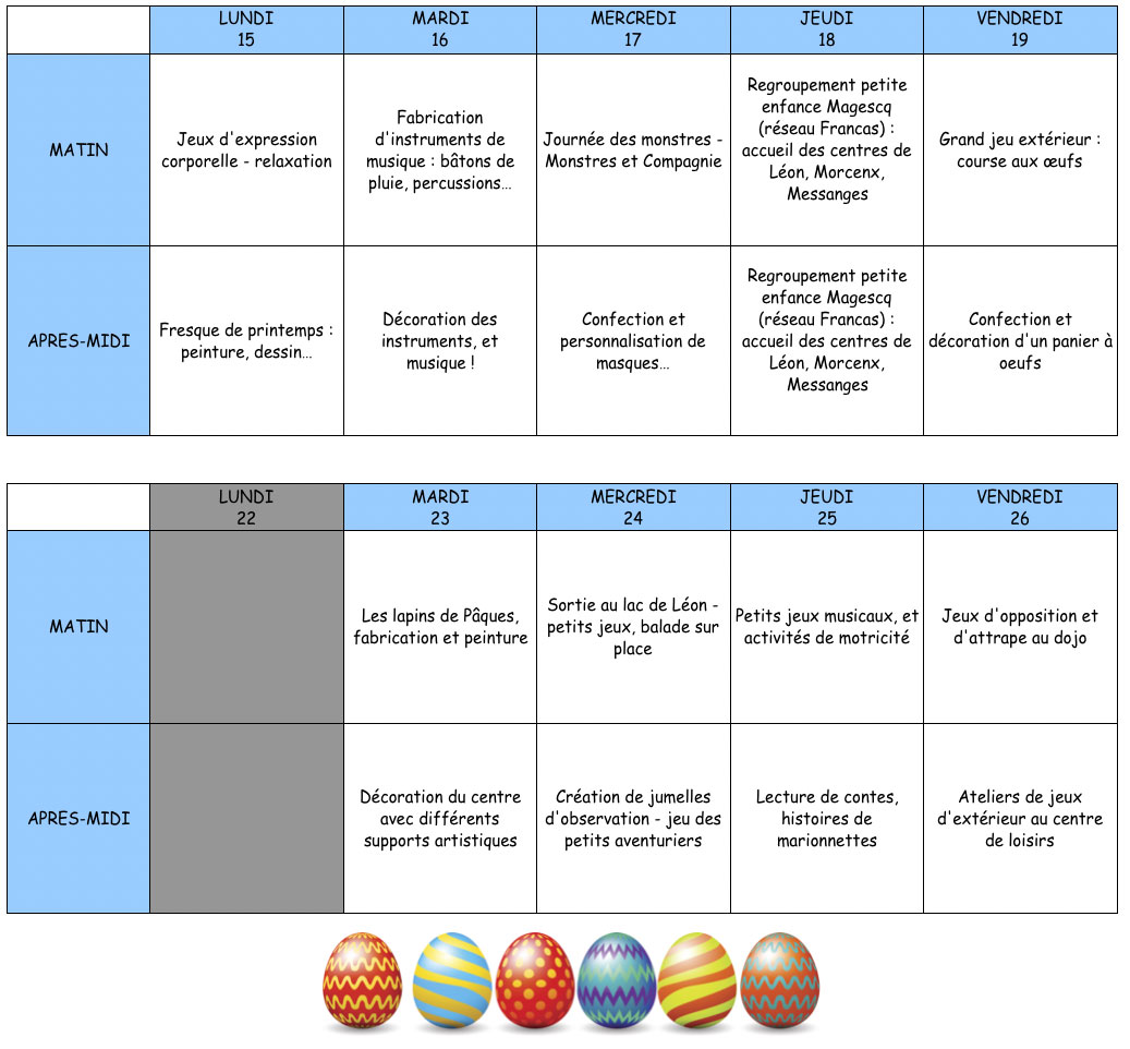 Programme pour les 3 - 5 ans