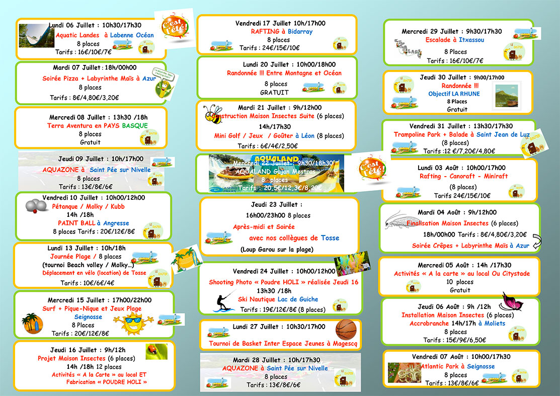 Espace jeunes - Programme d’Activités été2020